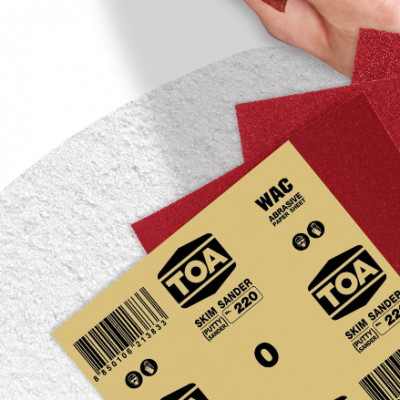 กระดาษทรายขัดสกิมโค้ท TOA WAC #100 <br> (1แผ่น) สำหรับขัดผิวปูนและผิวไม้